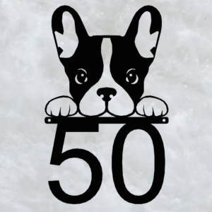 Francia Bulldog házszámtábla