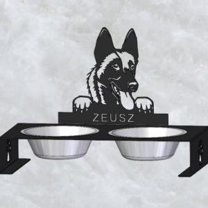 Egyedi kutya etetőtál tartó - Malinois