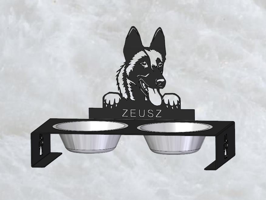 Egyedi kutya etetőtál tartó - Malinois