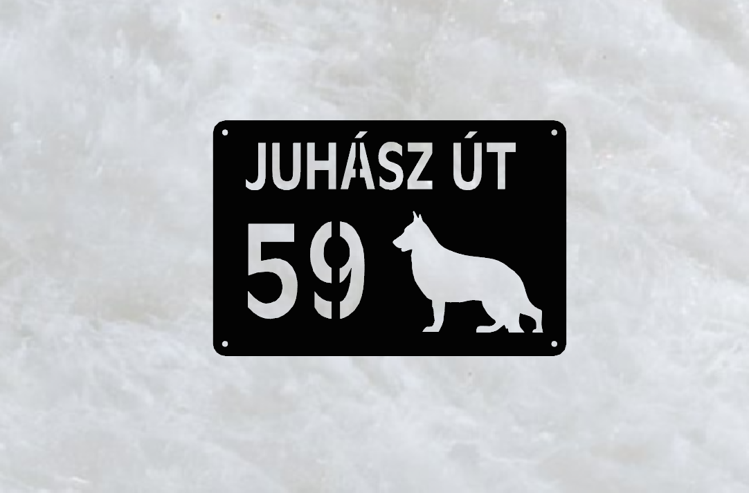 Német juhász házszámtábla