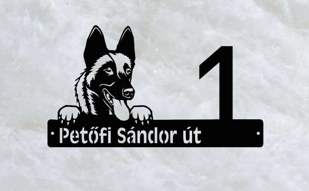 Malinois juhász házszámtábla